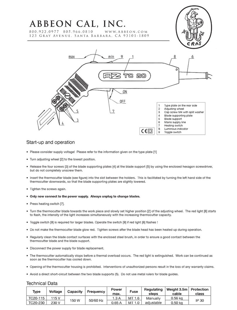 Thermocutters AZTC20 Start-up and operation