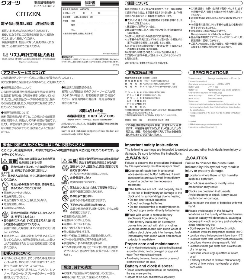Citizen 4GE965 User manual