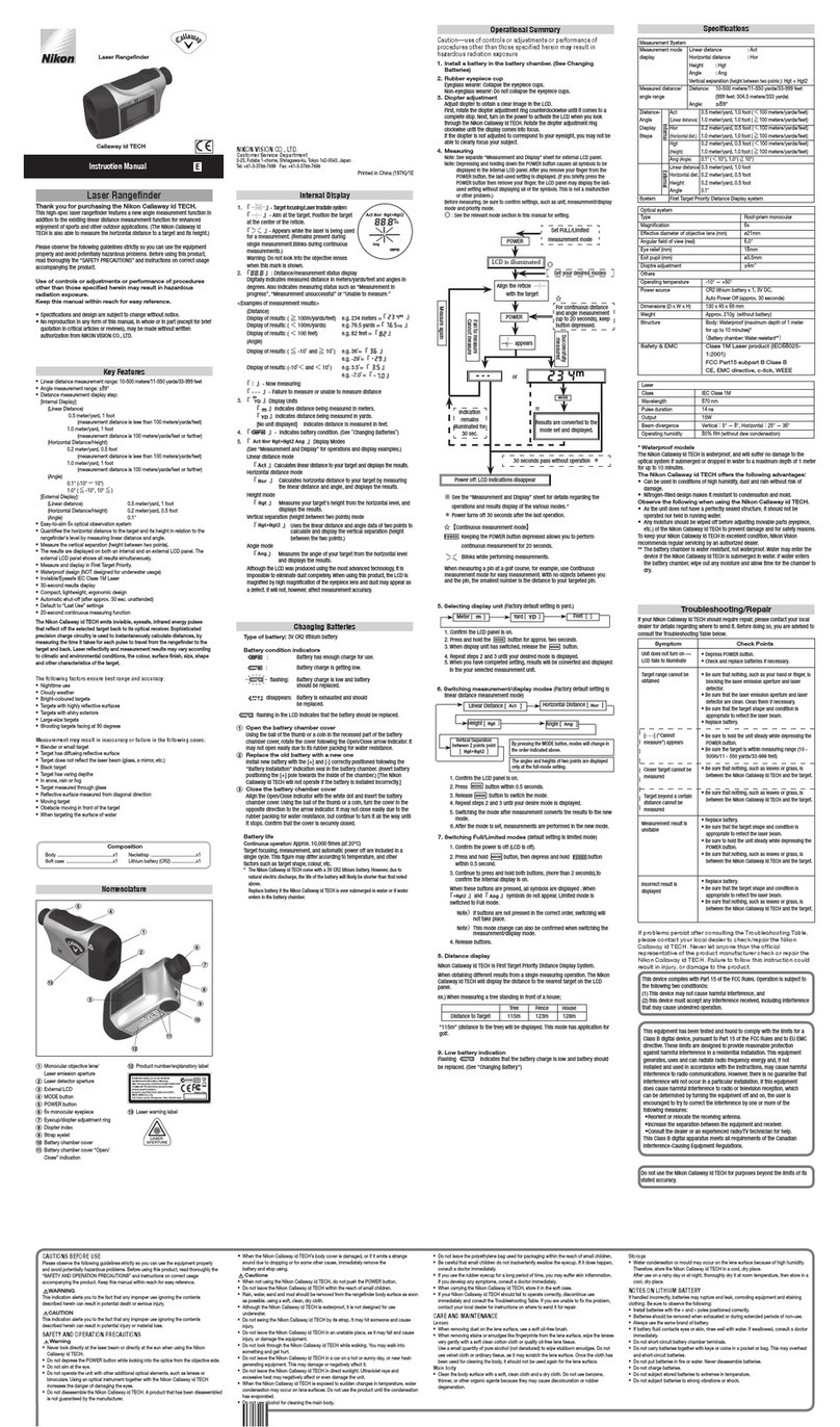Nikon Callaway ID Tech User manual