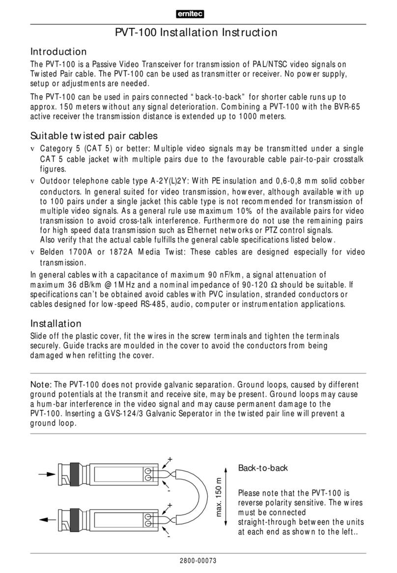 ERNITEC PVT-100 Installation, instruction and  service manual