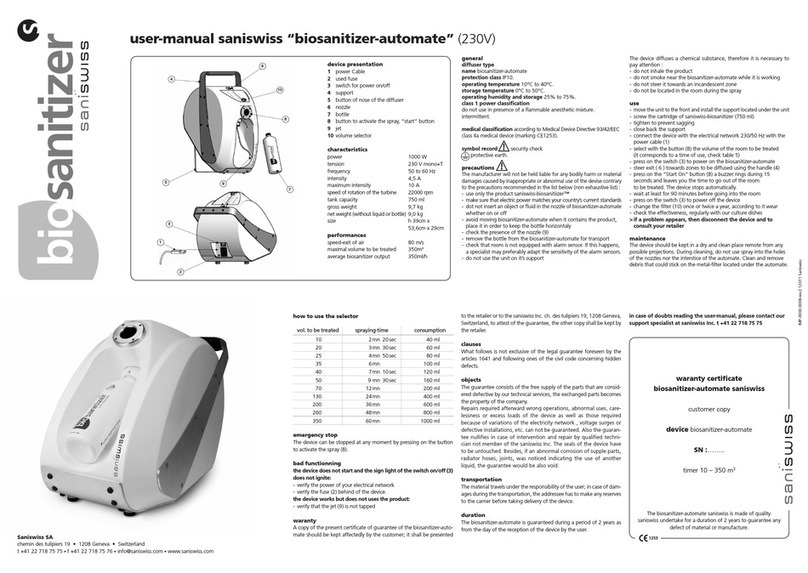 Saniswiss biosanitizer automate user manual
