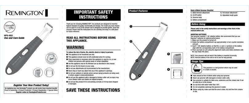 Remington WPG-4021 Use and care guide