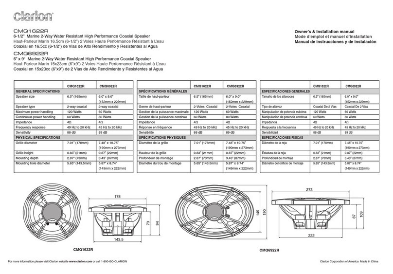 Clarion CMQ1622R Quick start guide