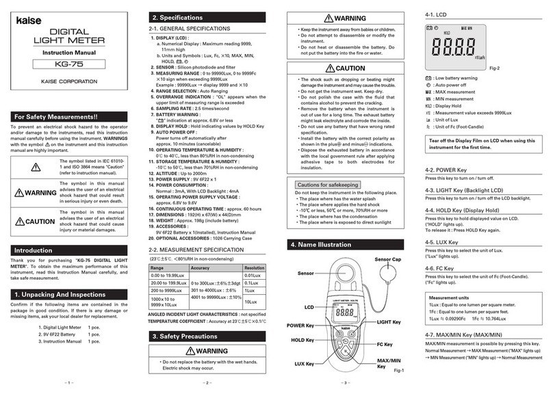 Kalse KG-75 instruction manual
