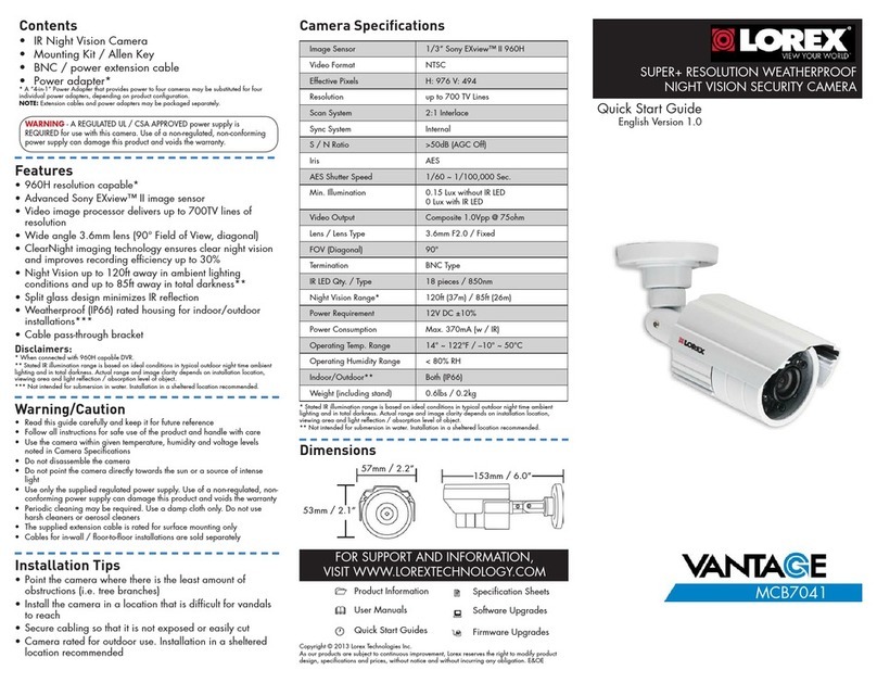 Lorex Vantage MCB7041 User manual