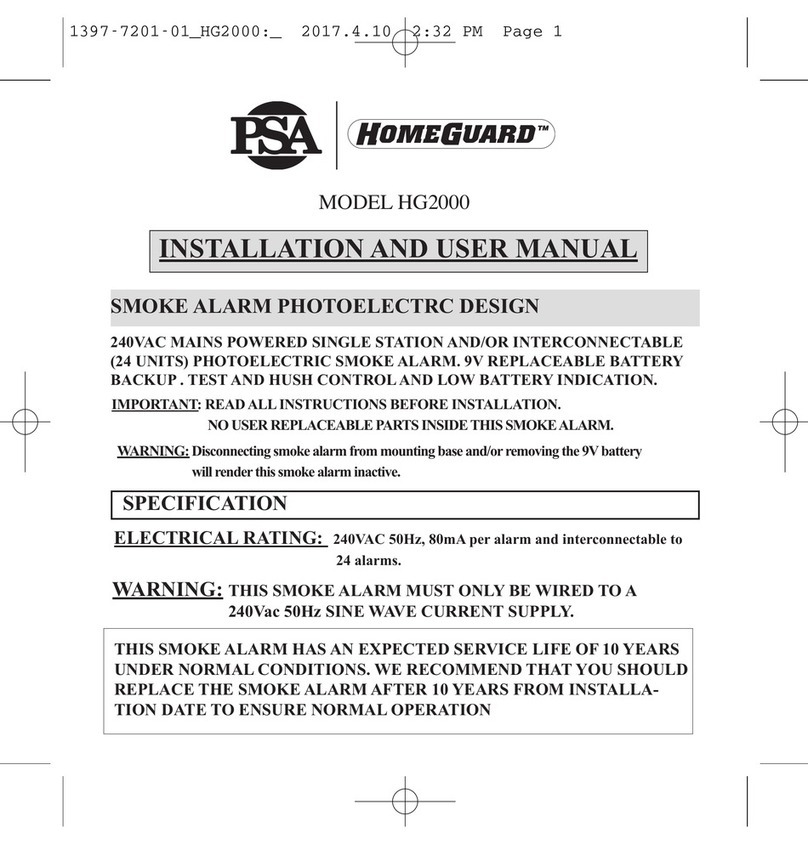 PSA Homeguard HG2000 Installation and user manual