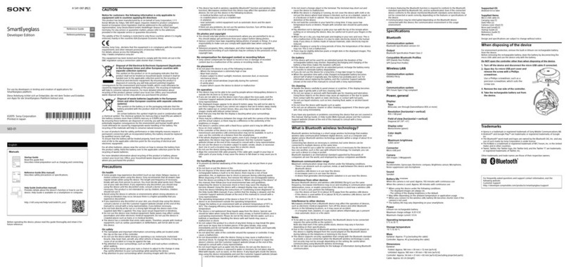 Sony SmartEyeglass SED-E1 reference guide