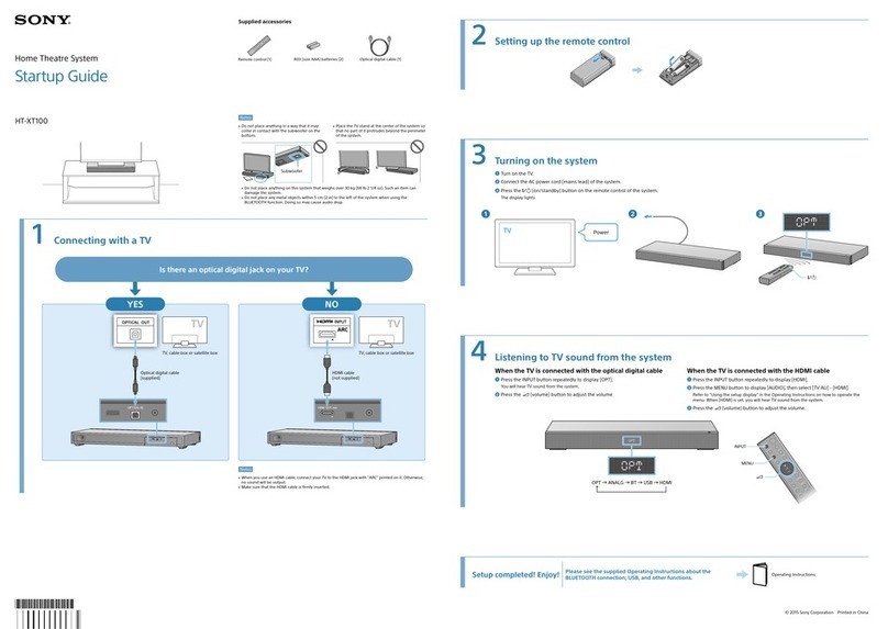 Sony HT-XT100 Startup guide