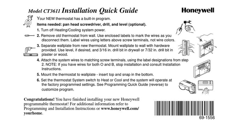Honeywell CT3611 Installation quick guide Honeywell CT3611 Installation quick guide