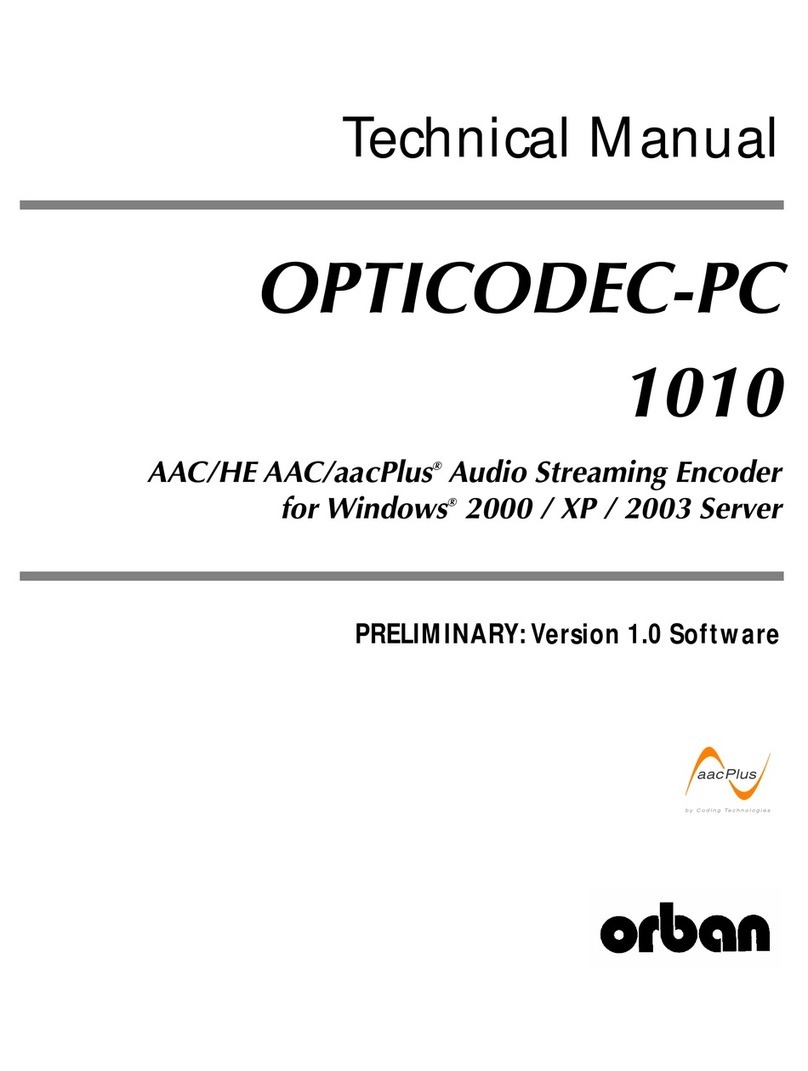 Orban OPTICODEC-PC 1010 Technical manual
