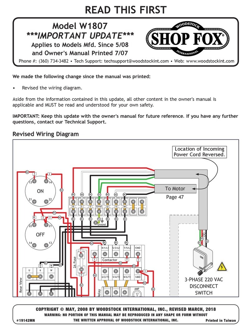 Shop fox W1807 owner's manual
