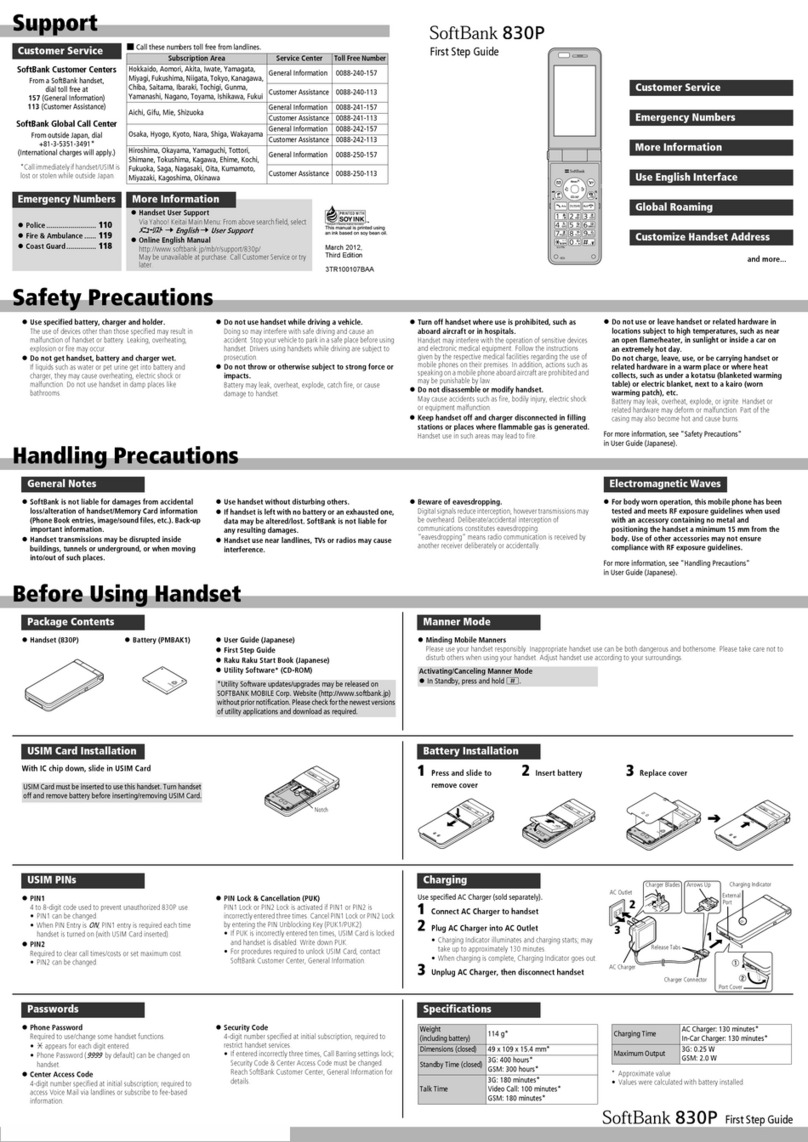 SoftBank 830P First step guide