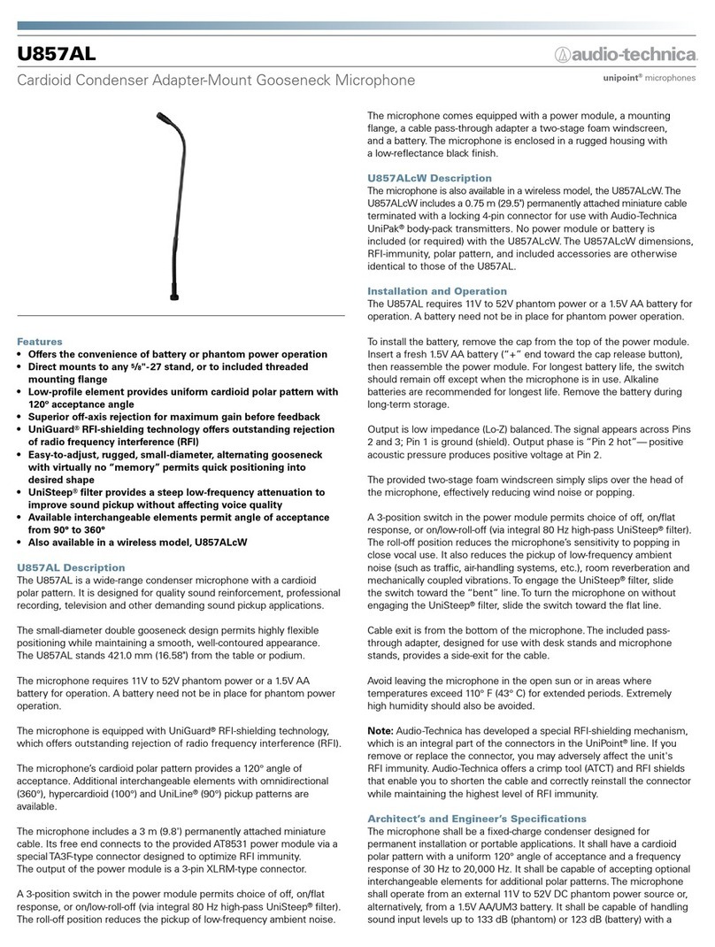 Audio Technica U857AL manual