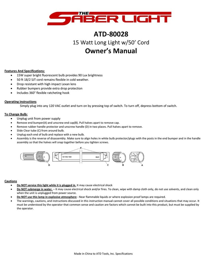 Saber light ATD-80028 owner's manual