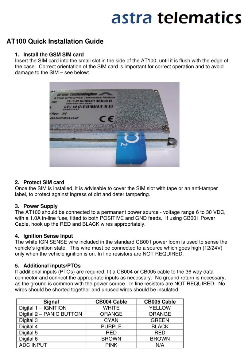 astra telematics AT100 Quick installation guide