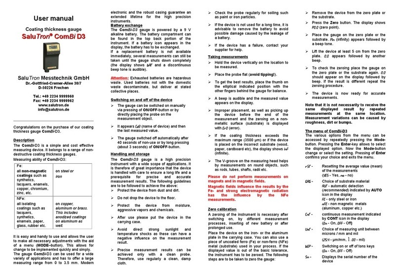 Salutron ComBi D3 user manual