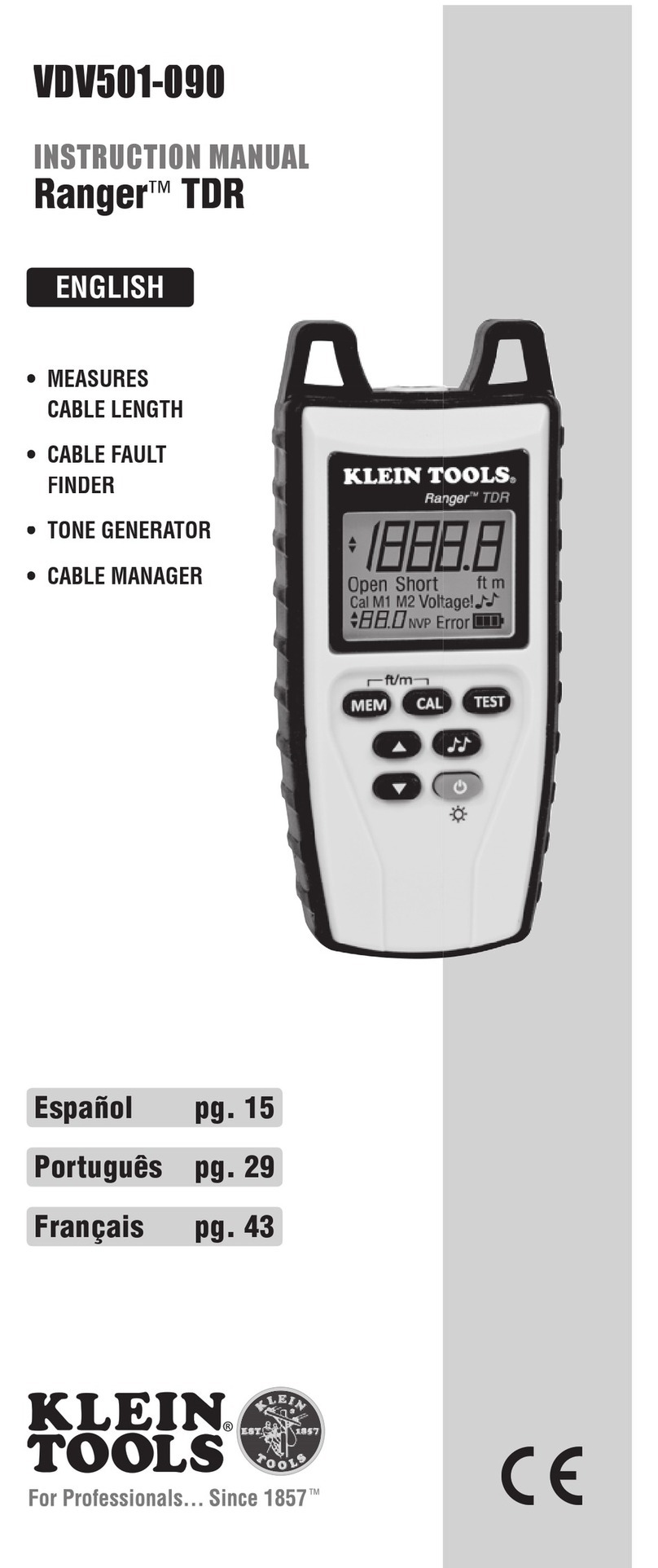 Klein Tools Ranger TDR VDV501-090 instruction manual
