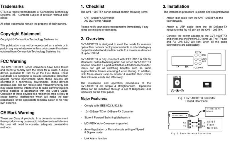 Connection Technology Systems CVT-100BTFX User manual