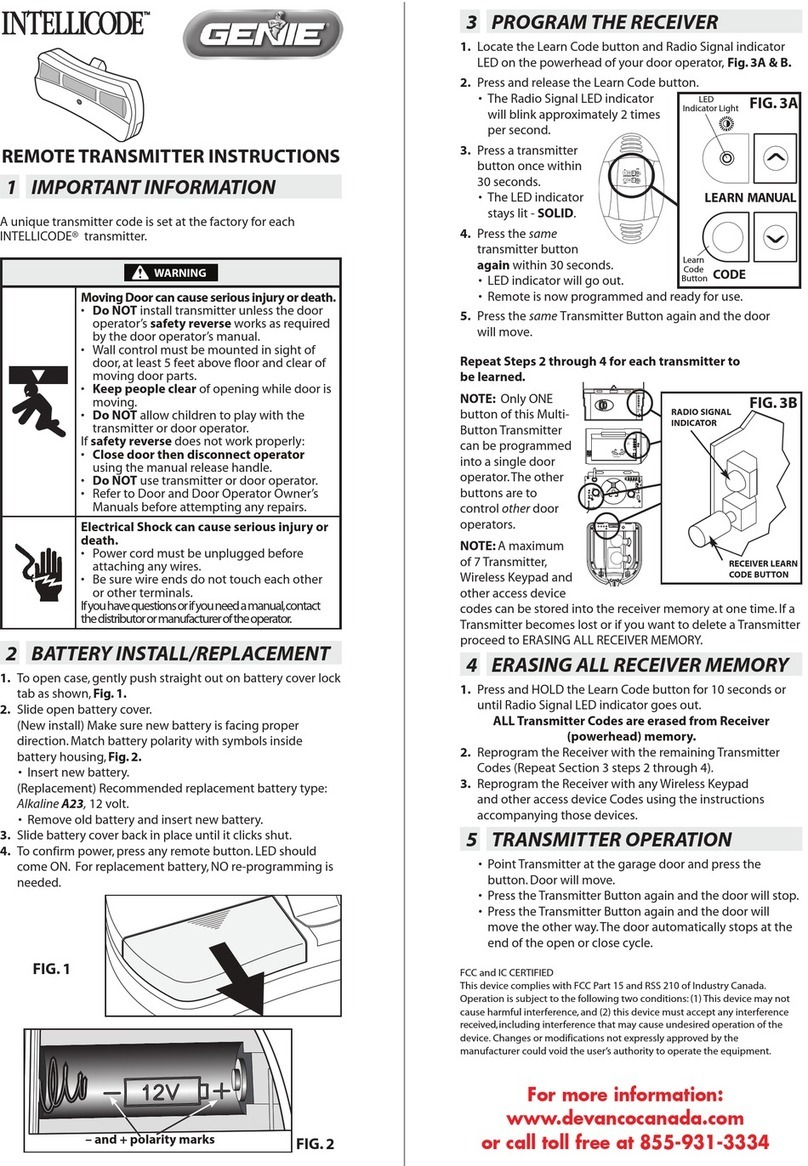Genie INTELLICODE GITR-3BX instructions Genie INTELLICODE GITR-3BX instructions