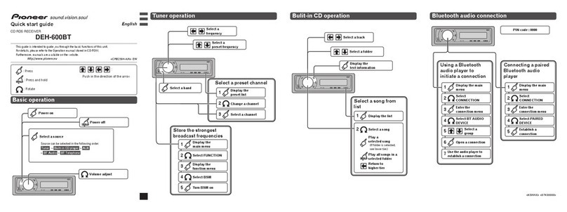 Pioneer DEH-600BT quick start guide