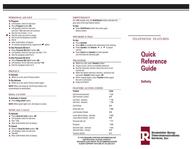 Rockefeller Group Telecommunications Definity User manual