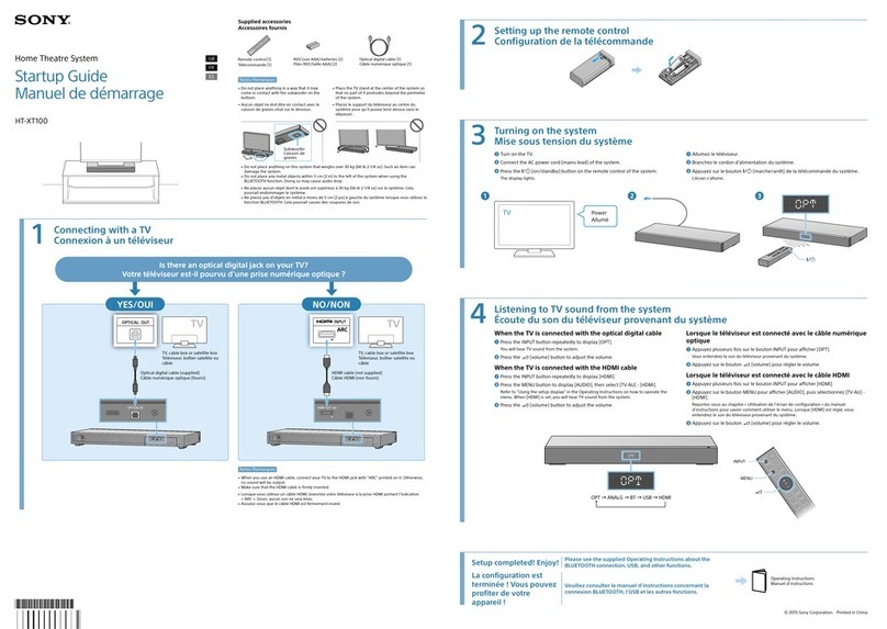 Sony HT-XT100 Startup guide