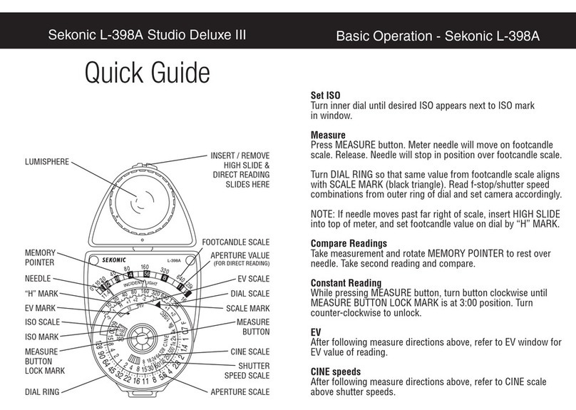 Sekonic L-398A Studio Deluxe III User manual Sekonic L-398A Studio Deluxe III User manual