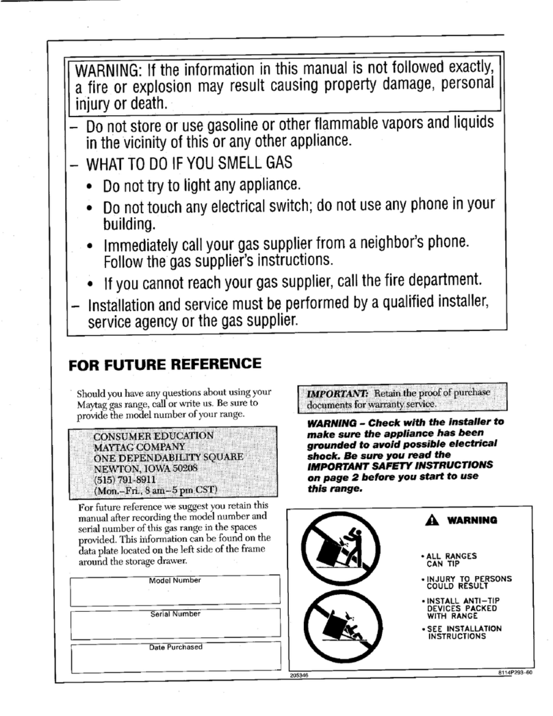 Maytag CRG8400AAL User manual