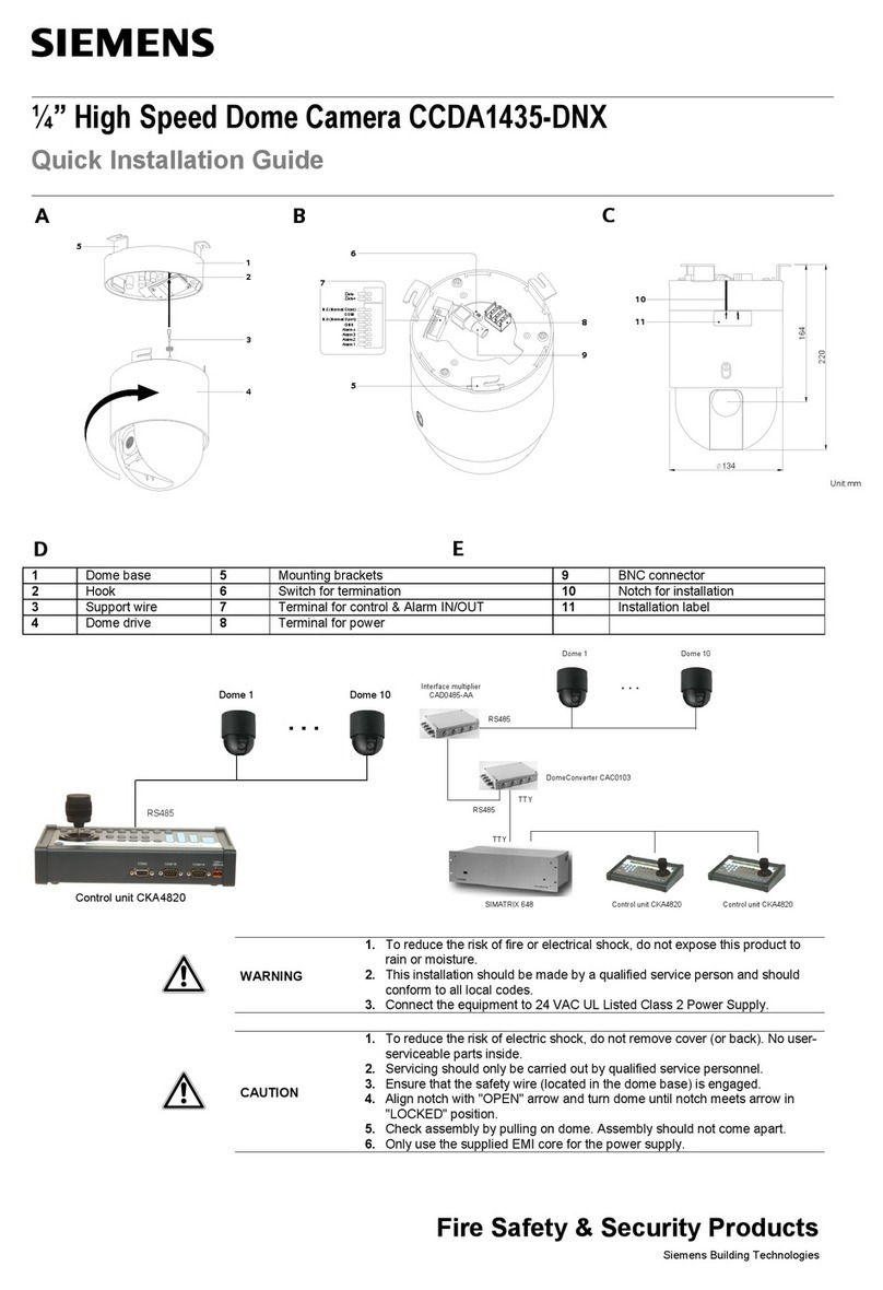 Siemens CCDA1435-DNX Quick installation guide