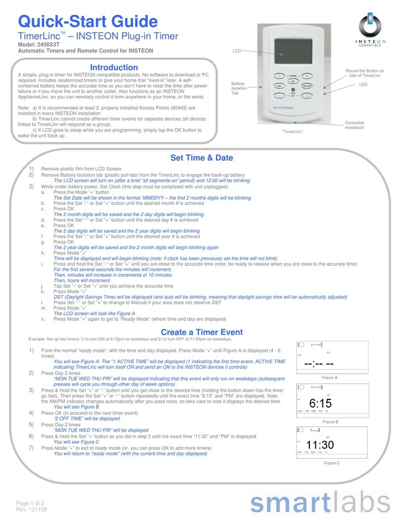 INSTEON TimerLinc 2456S3T quick start guide