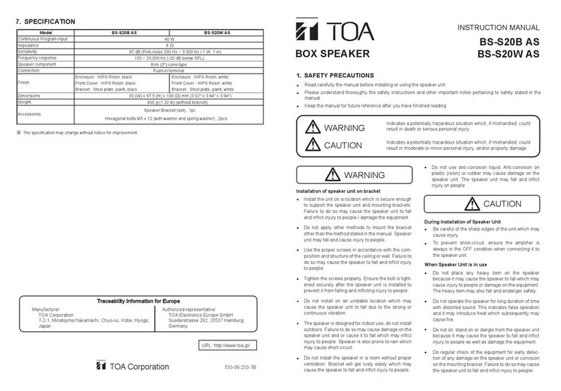 Toa BS-S20B AS instruction manual