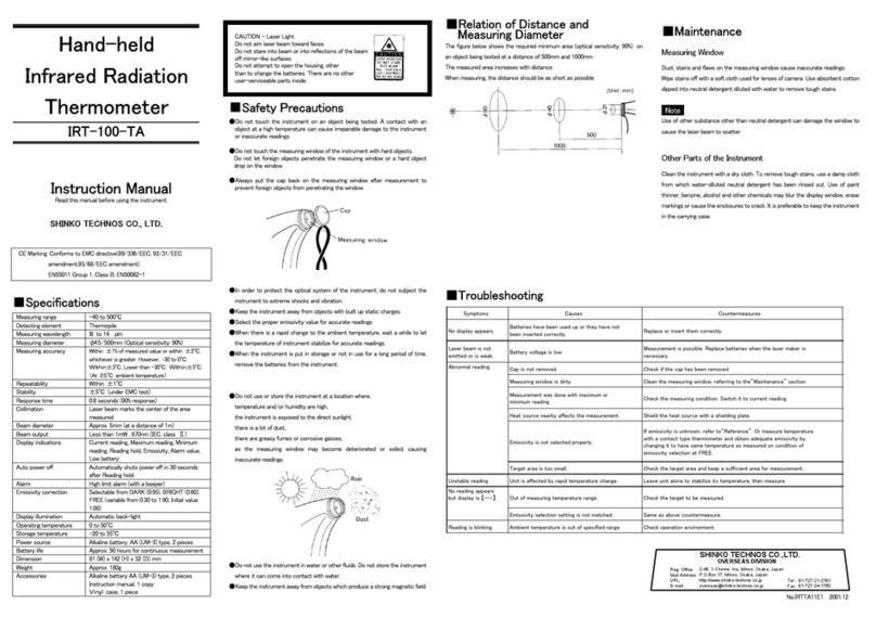 Shinko IRT-100-TA instruction manual