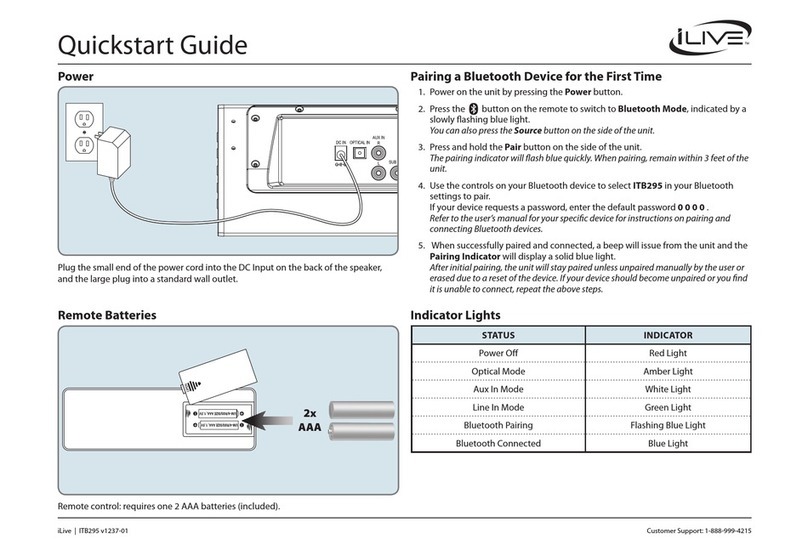 iLive ITB295 quick start guide