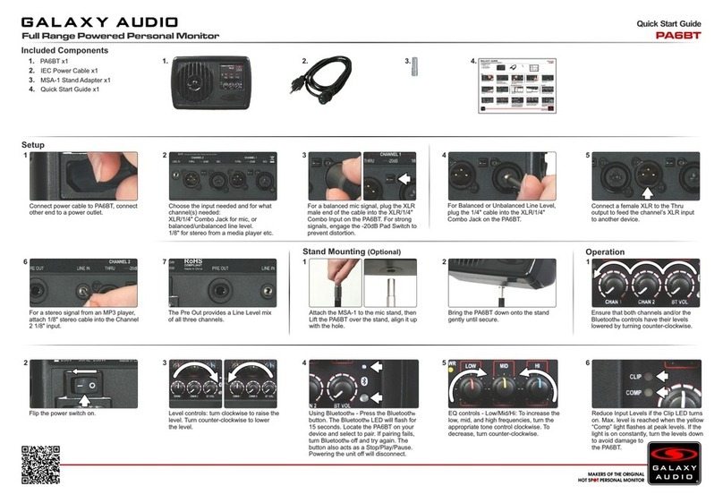 Galaxy Audio PA6BT quick start guide