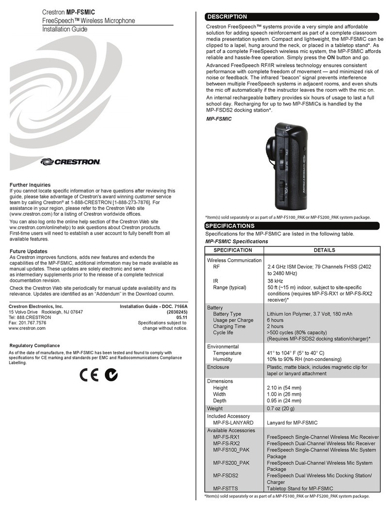 Crestron FreeSpeech MP-FSMIC installation guide