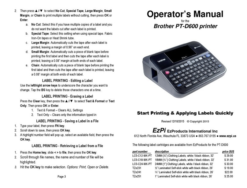 Brother P-touch PT-D600 Operator's manual