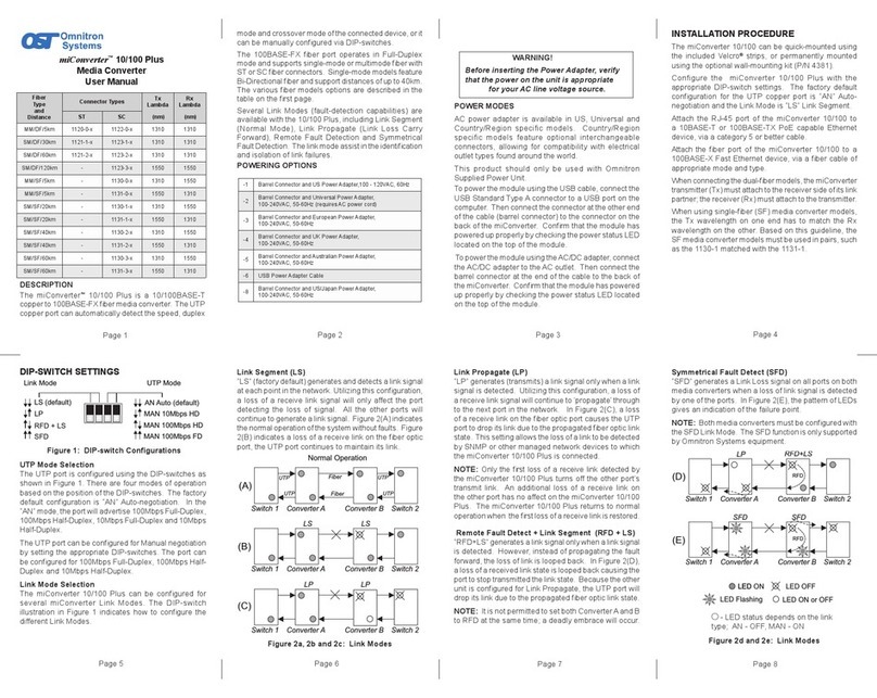 Omnitron Systems Technology miConverter 10/100 Plus user manual Omnitron Systems Technology miConverter 10/100 Plus user manual