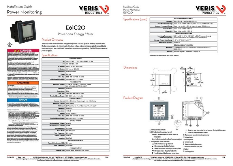 Veris E61C20 User manual Veris E61C20 User manual