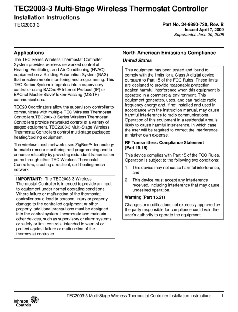 Johnson Controls TEC2003-3 User manual