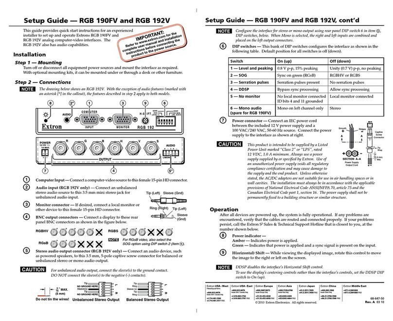 Extron electronics RGB 190FV User manual