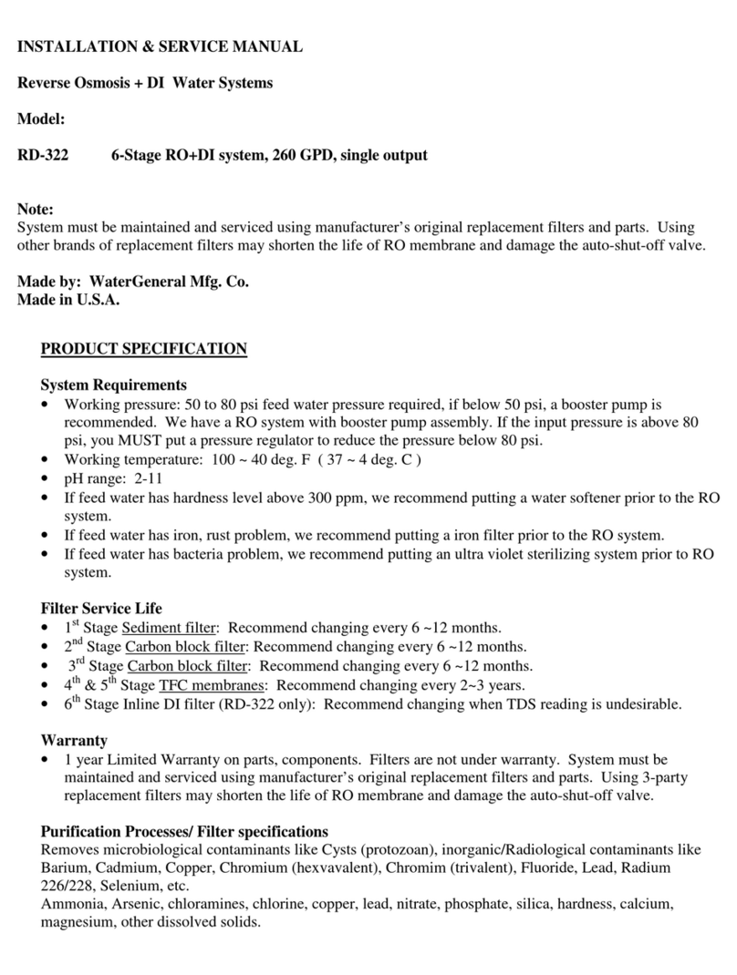 WaterGeneral RD-322 Installation & service manual
