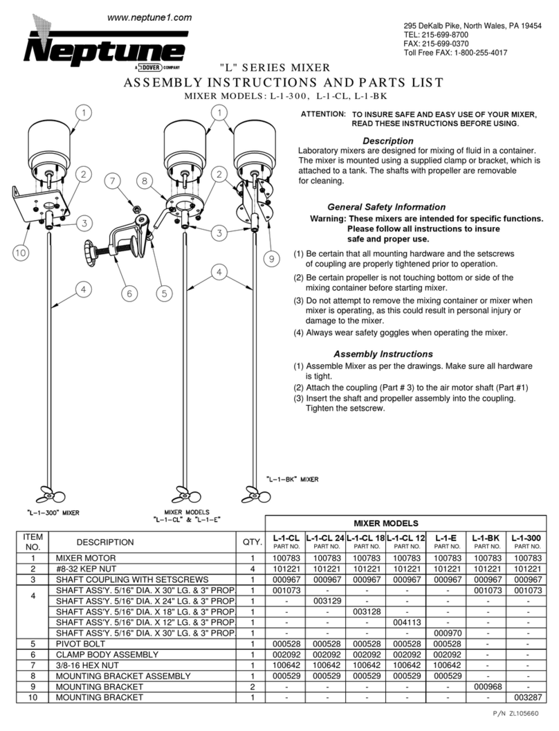 Neptune L-1-300 Assembly instructions and parts list