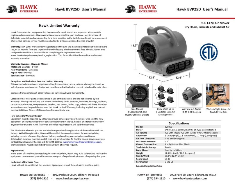 Hawk BVP25D user manual