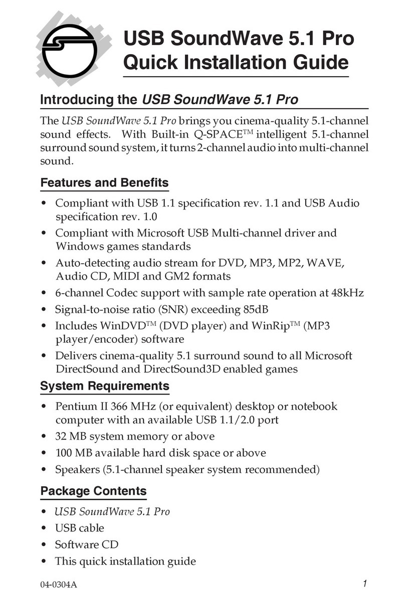 SIIG USB SoundWave 5.1 Pro User manual