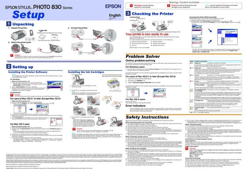 Epson Stylus Photo 830 Series Manual