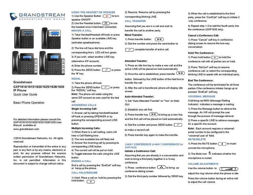 Grandstream Networks GXP1610 Quick user guide