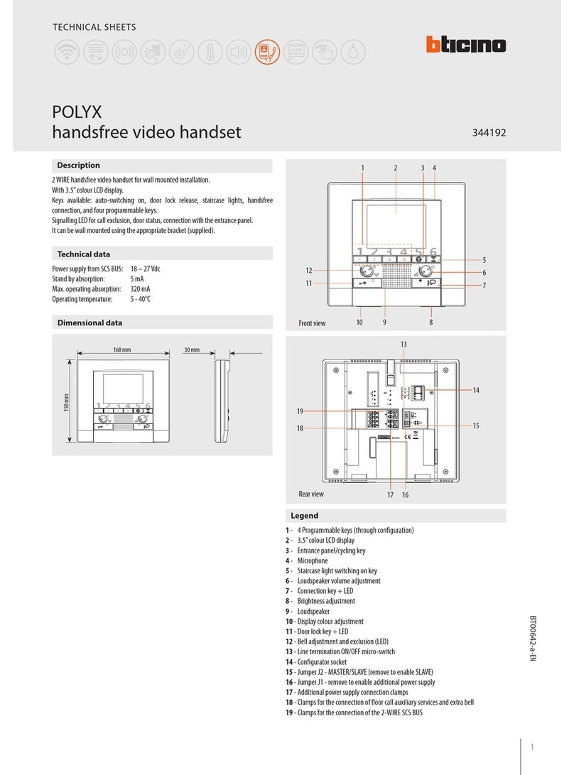 Bticino 344192 Technical sheet