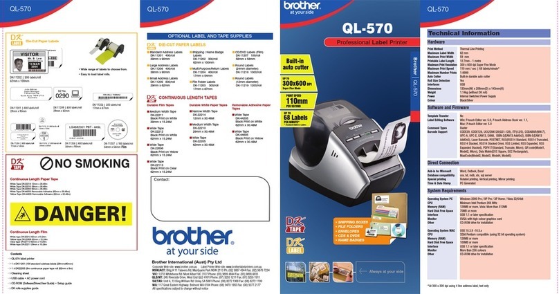 Brother QL 570 - P-Touch B/W Direct Thermal Printer User manual