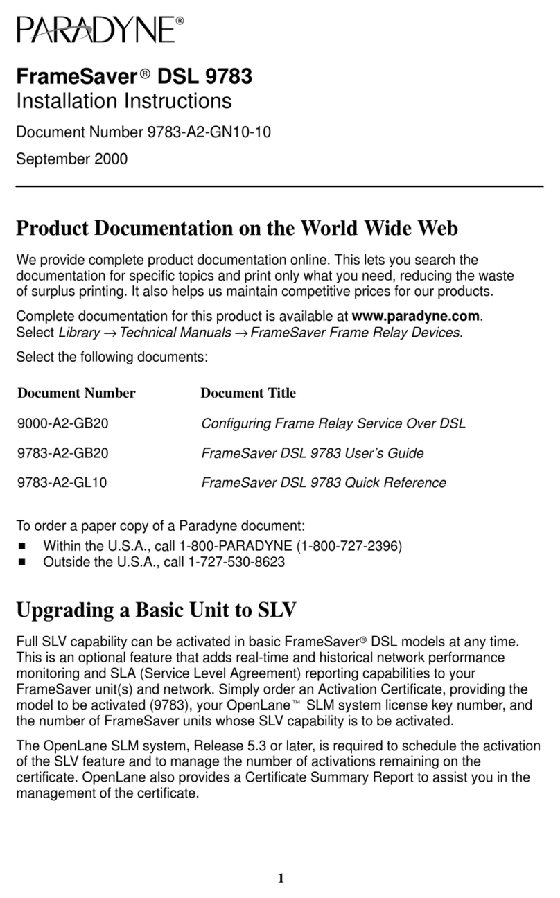 Paradyne FrameSaver DSL 9783 CSU/DSU User manual