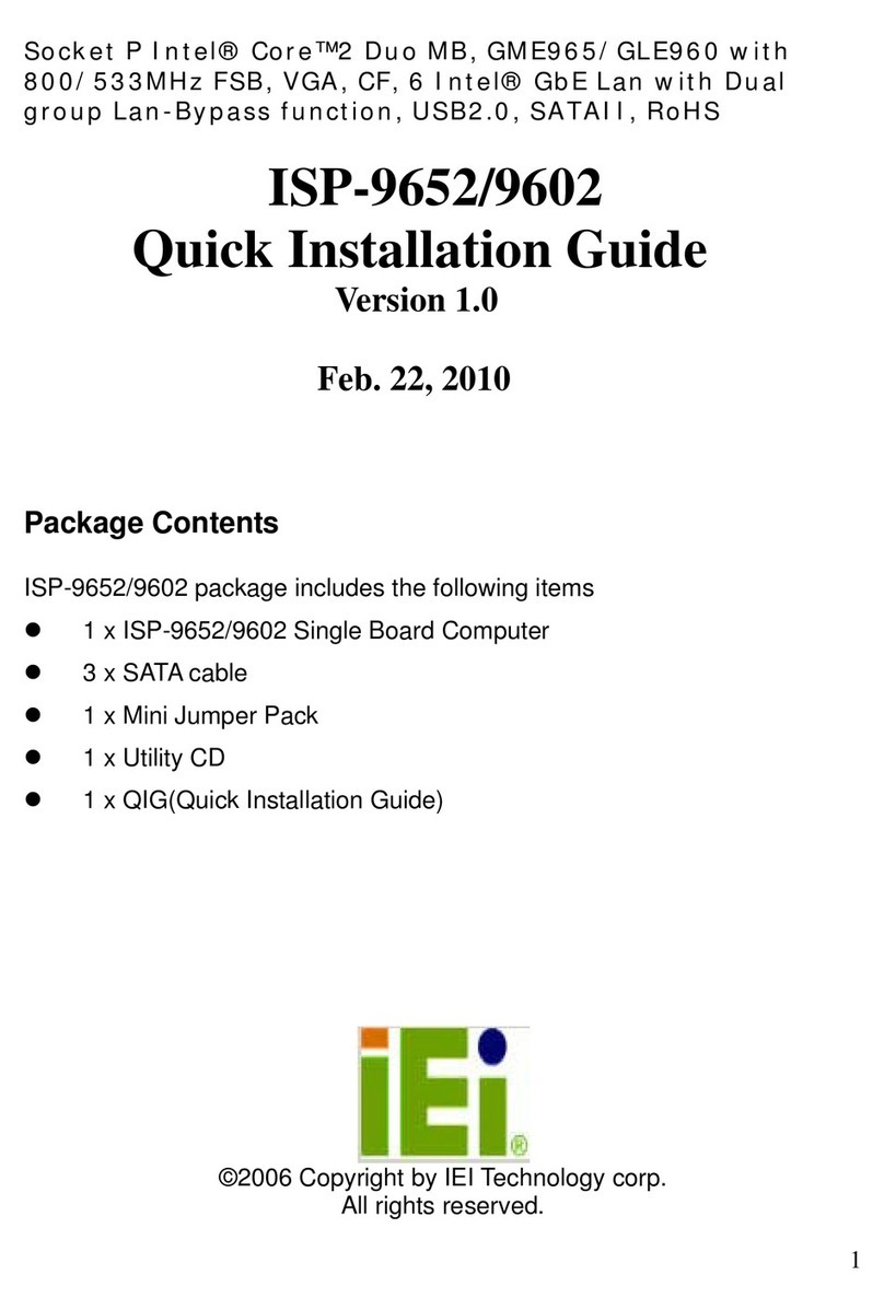 IEI Technology ISP-9652 Quick installation guide